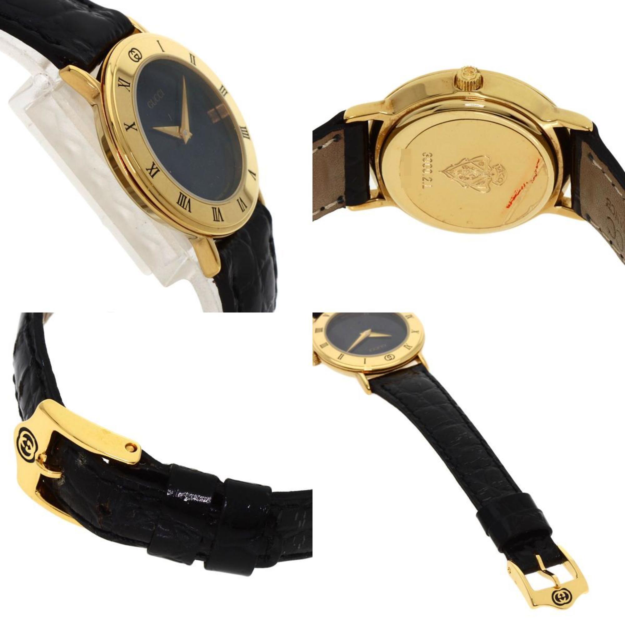 GUCCI 3000.2.L Watch GP Leather Ladies