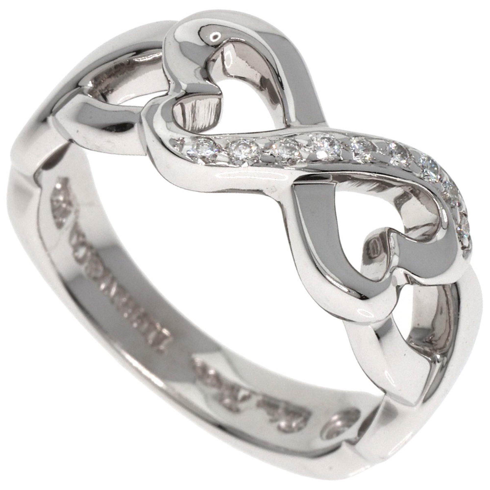 Tiffany & Co. Double Loving Heart Diamond Ring, 18K White Gold, Women's, TIFFANY