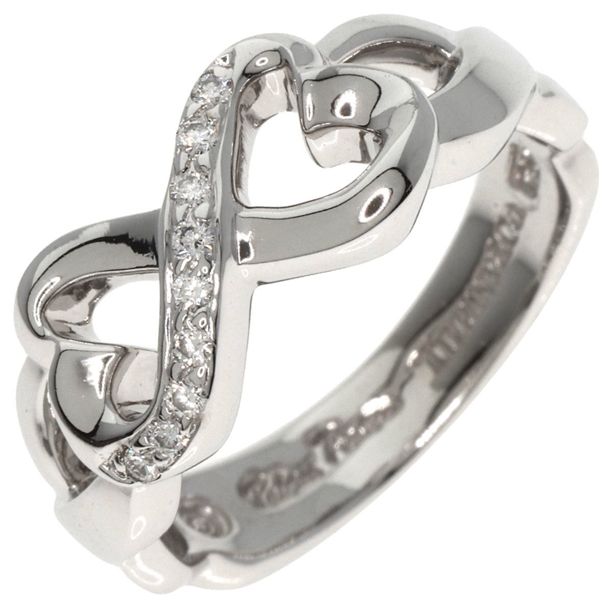 Tiffany & Co. Double Loving Heart Diamond Ring, 18K White Gold, Women's, TIFFANY