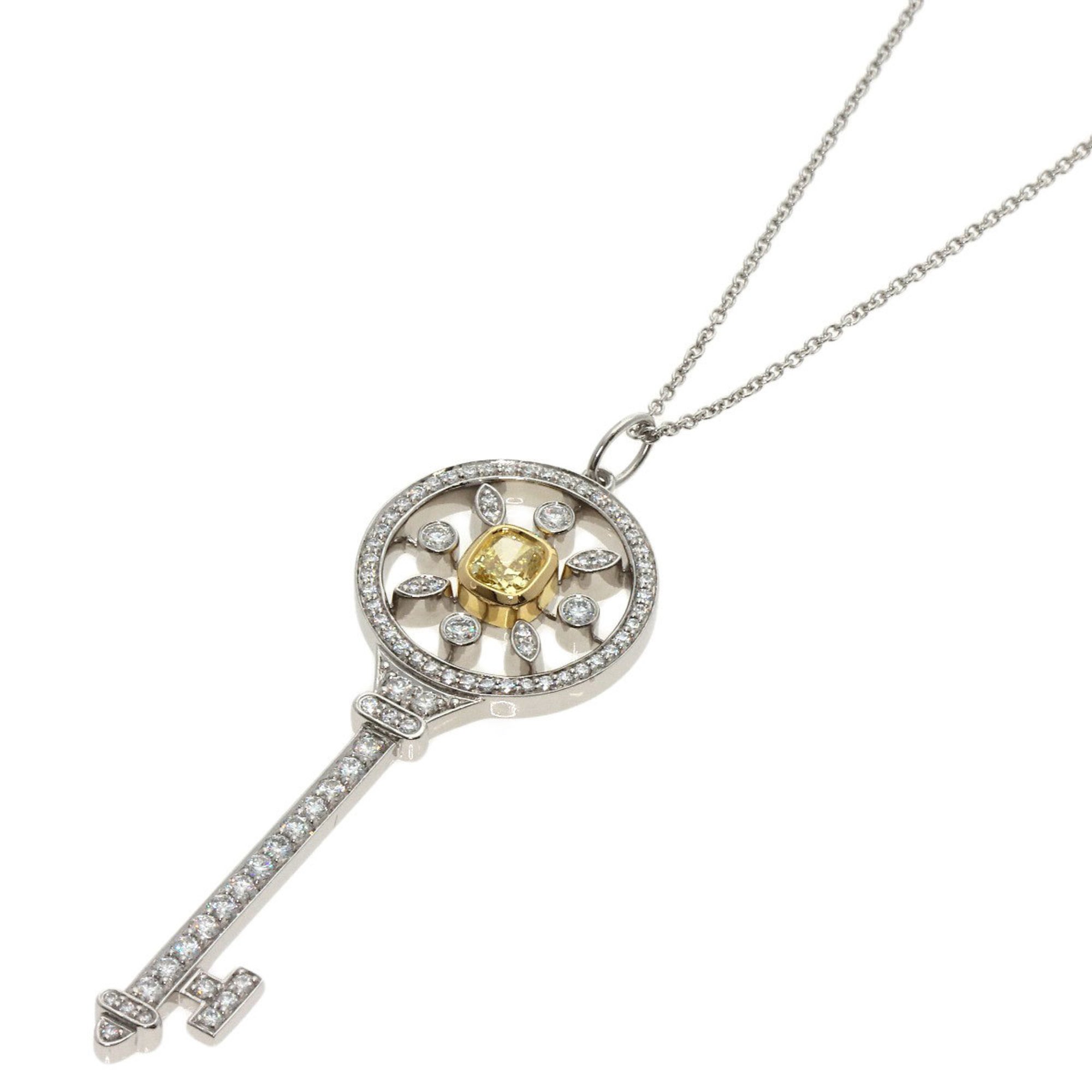 Tiffany Starkey Yellow Diamond Necklace, 18K White Gold, PT950, Women's, TIFFANY&Co.