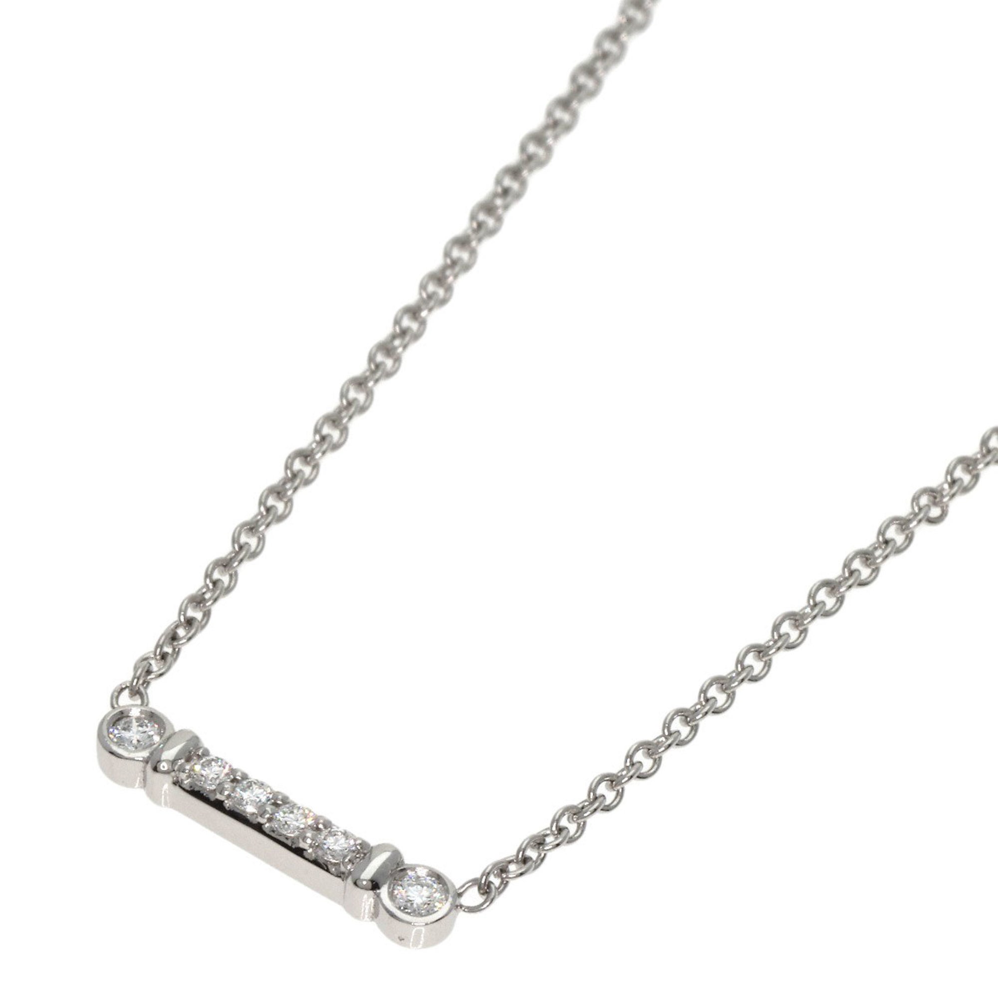 Tiffany Fleur de Lis Key Bar Diamond Necklace Platinum PT950 Women's TIFFANY&Co.