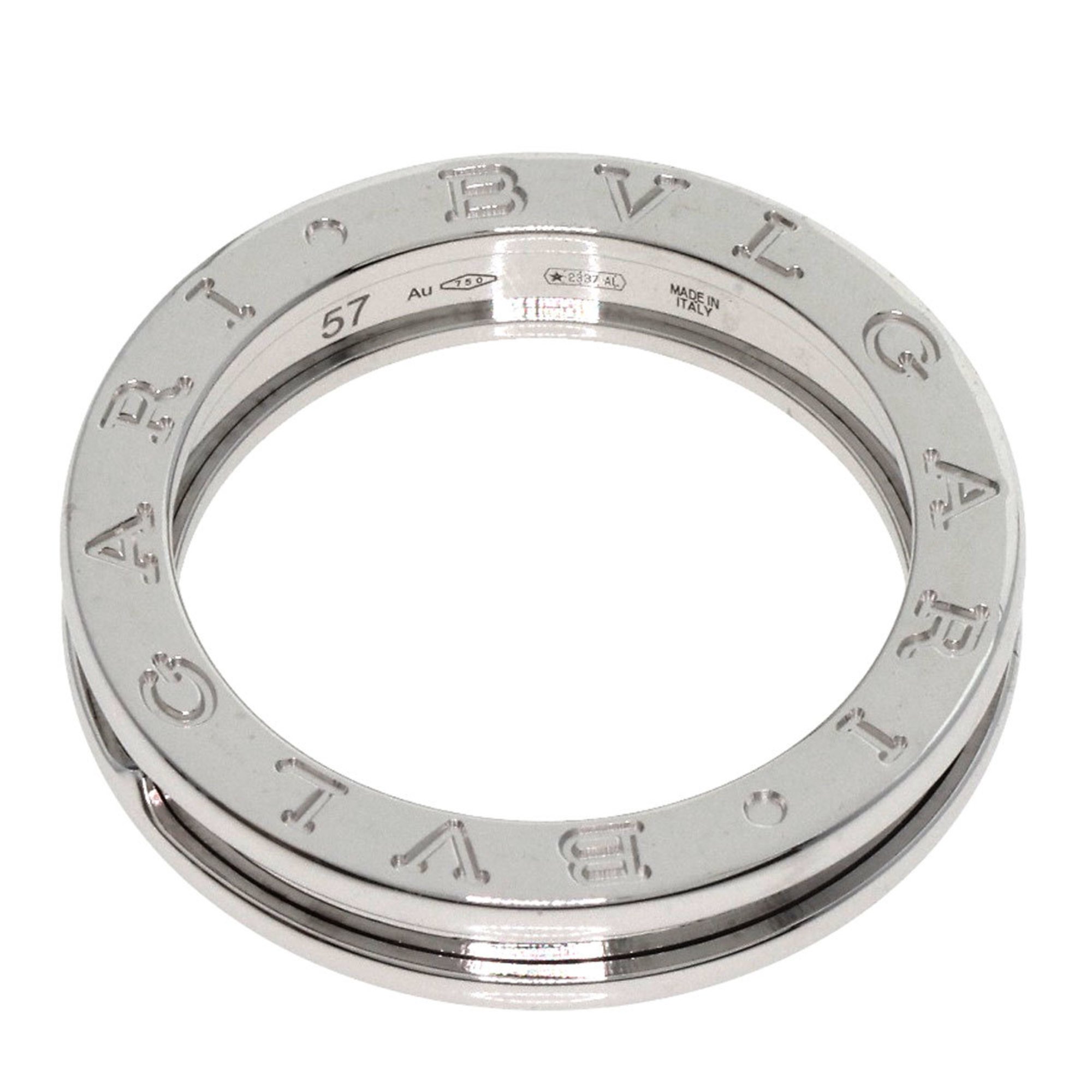 BVLGARI B-zero1 B-zero One Band XS #57 Ring, K18 White Gold, Women's