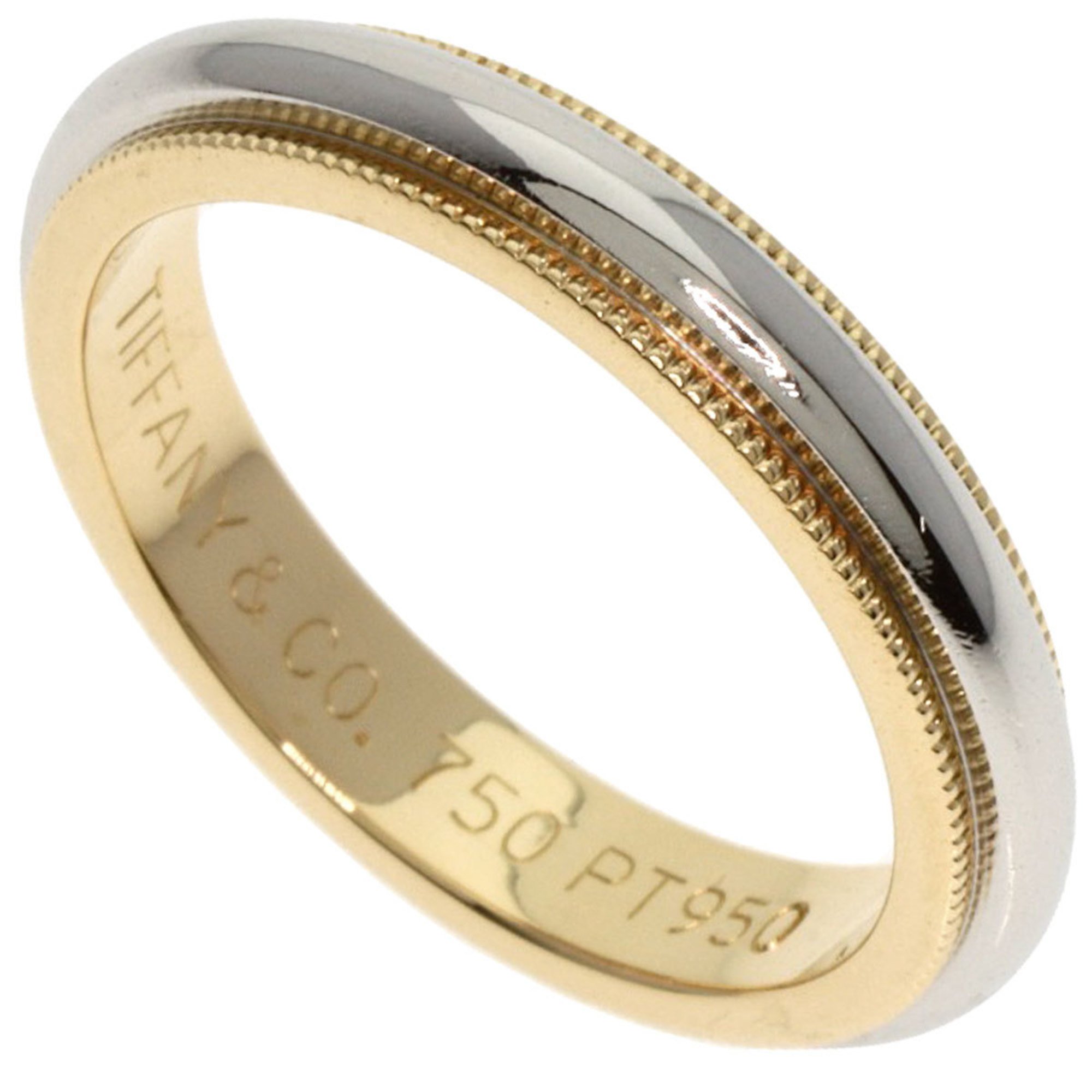 Tiffany & Co. Milgrain Ring, 18K Yellow Gold, PT950, Women's, TIFFANY