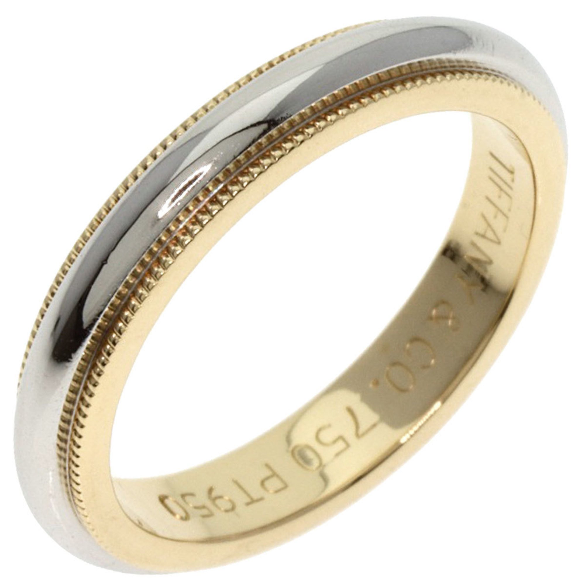 Tiffany & Co. Milgrain Ring, 18K Yellow Gold, PT950, Women's, TIFFANY