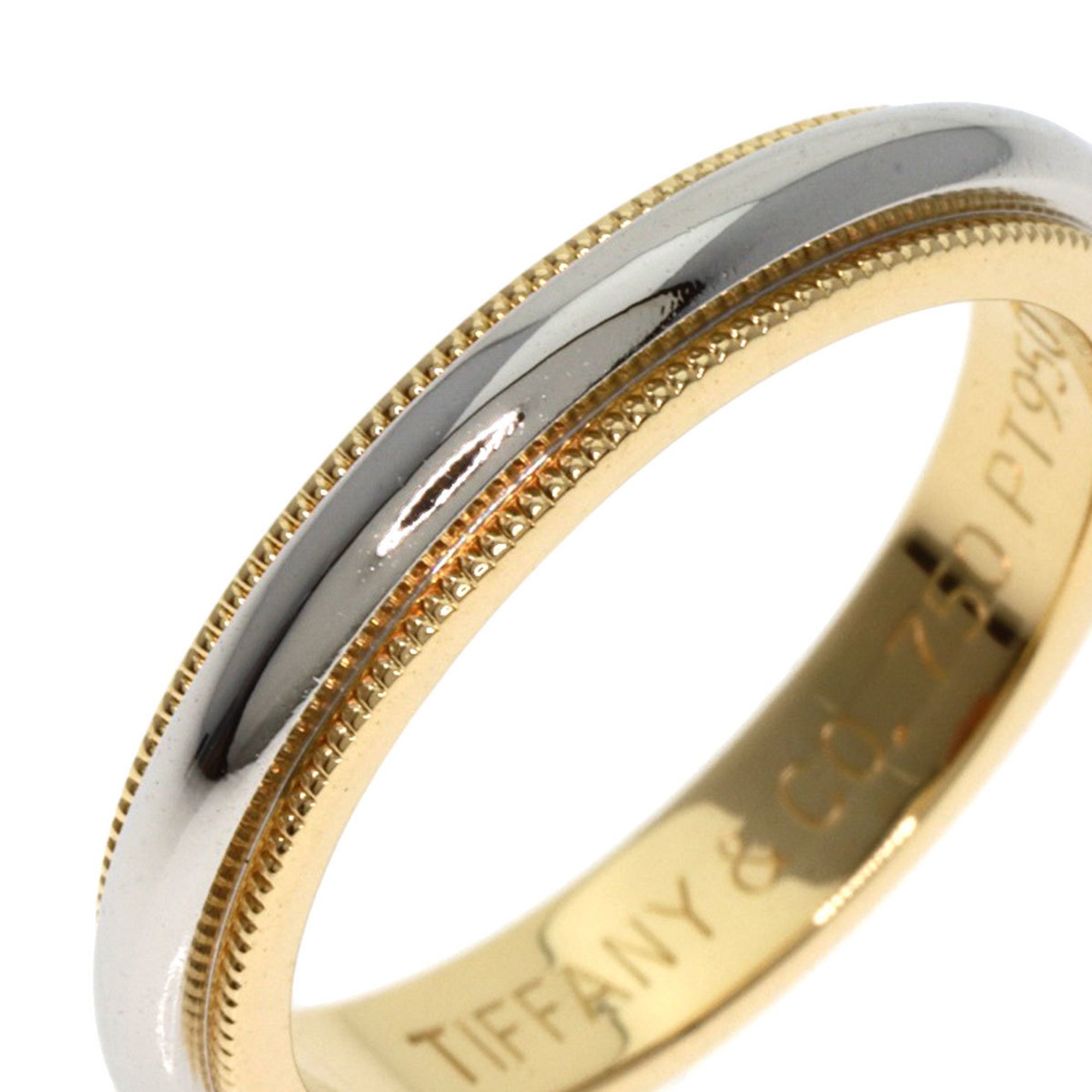 Tiffany & Co. Milgrain Ring, 18K Yellow Gold, PT950, Women's, TIFFANY