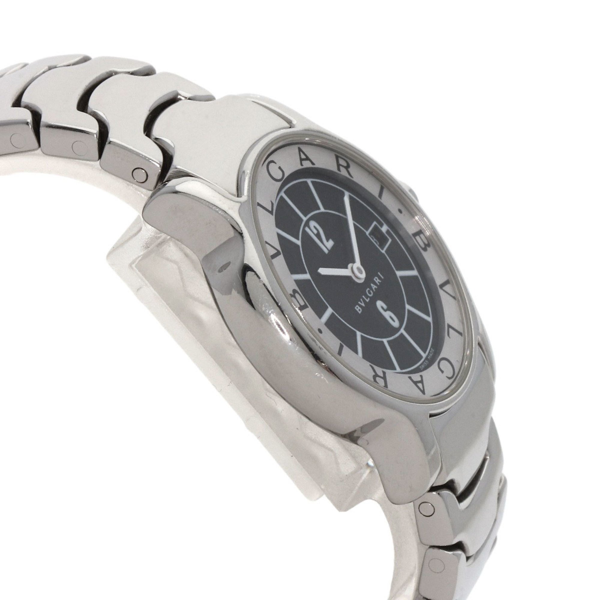 BVLGARI ST29S Solotempo Black Watch Stainless Steel SS Ladies