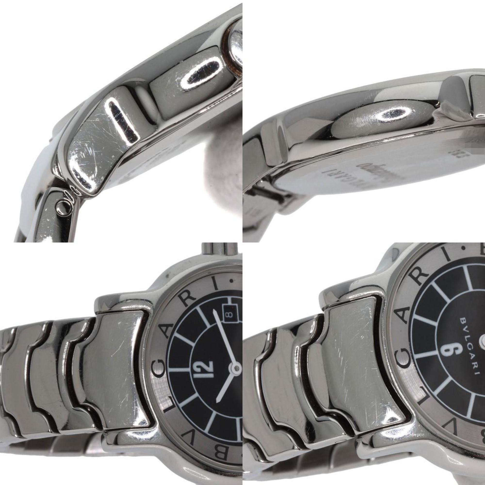 BVLGARI ST29S Solotempo Black Watch Stainless Steel SS Ladies