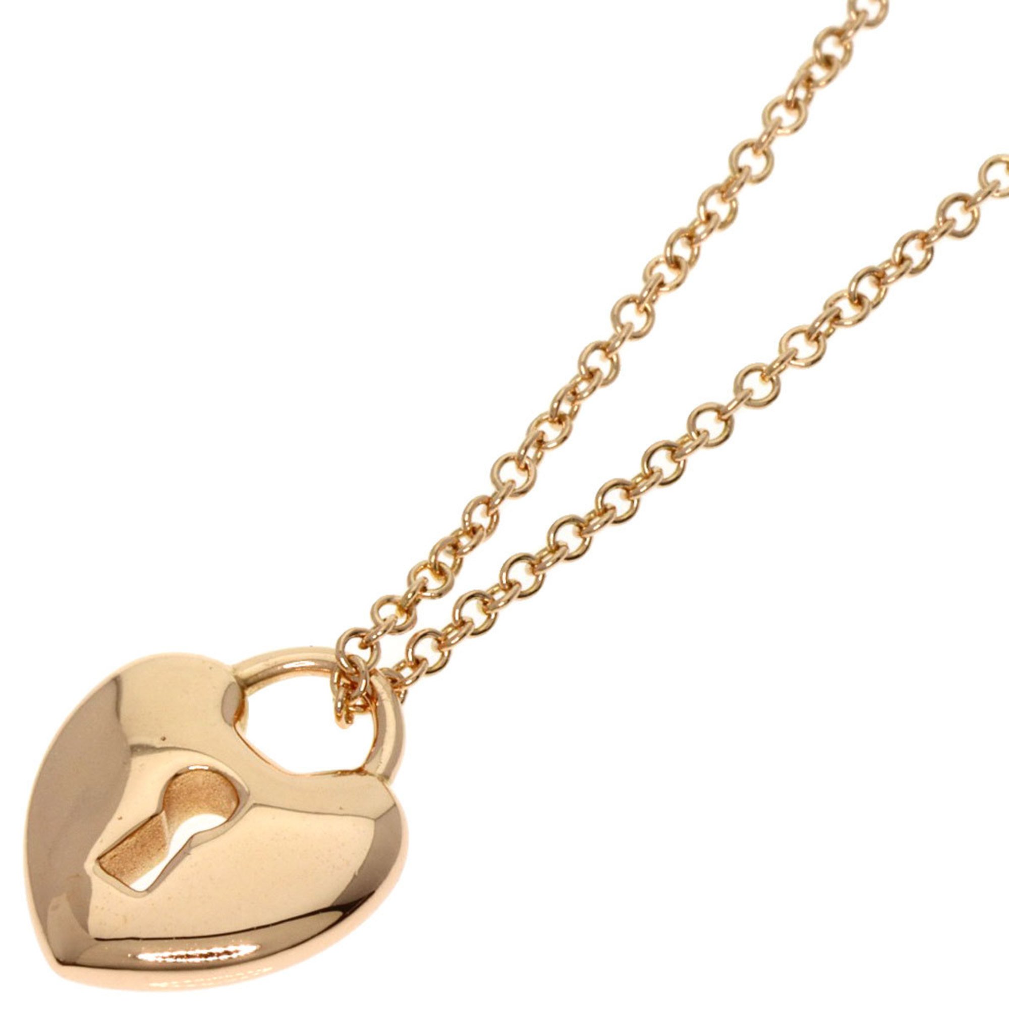 Tiffany Heart Lock Necklace, 18K Pink Gold, Women's, TIFFANY&Co.