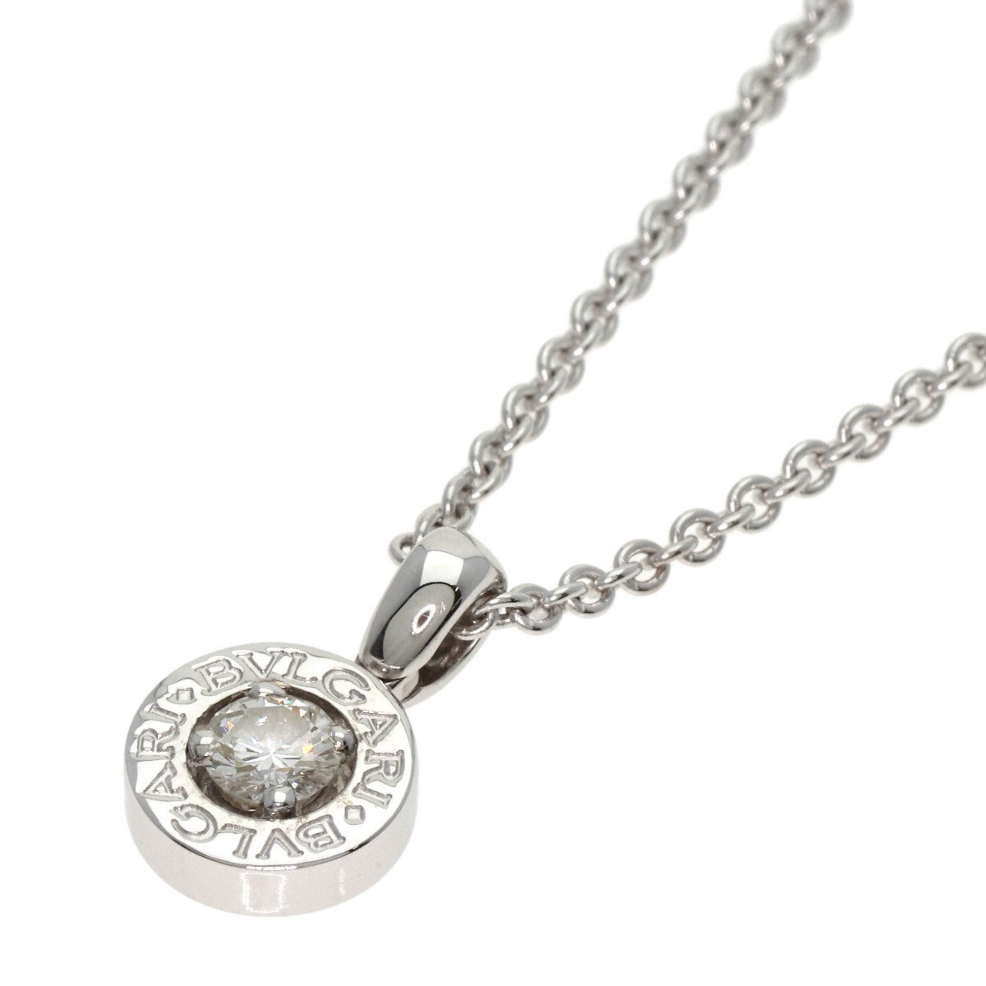 BVLGARI 1P Diamond Necklace K18 White Gold Women's