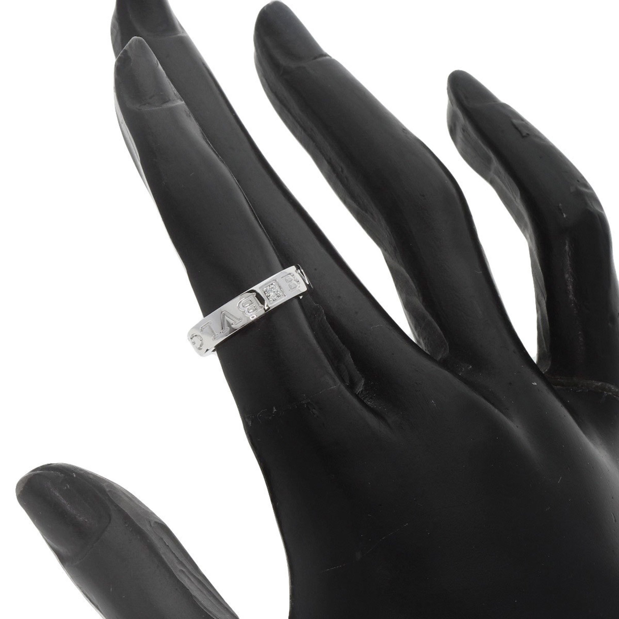 BVLGARI Double 1P Diamond Ring, 18K White Gold, Women's