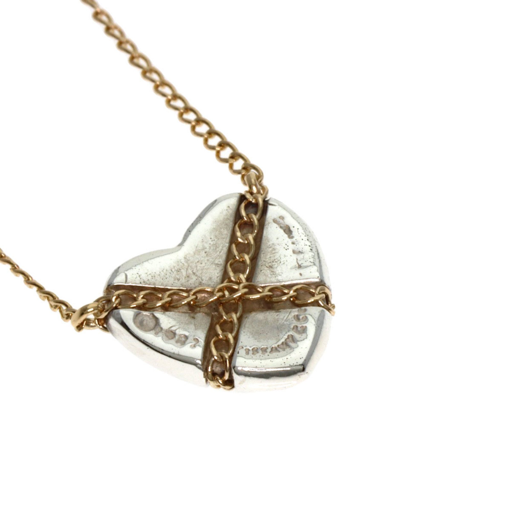 Tiffany Cross Chain Heart Necklace K18 Yellow Gold SV Women's TIFFANY&Co.