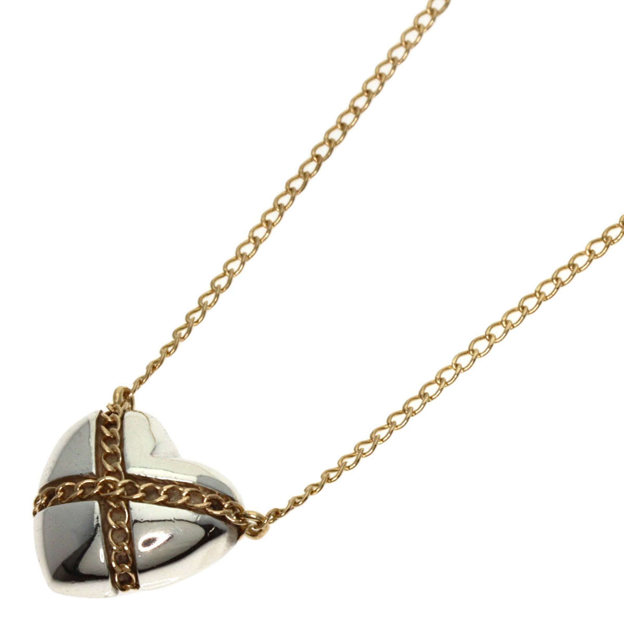 Tiffany Cross Chain Heart Necklace K18 Yellow Gold SV Women's TIFFANY&Co.