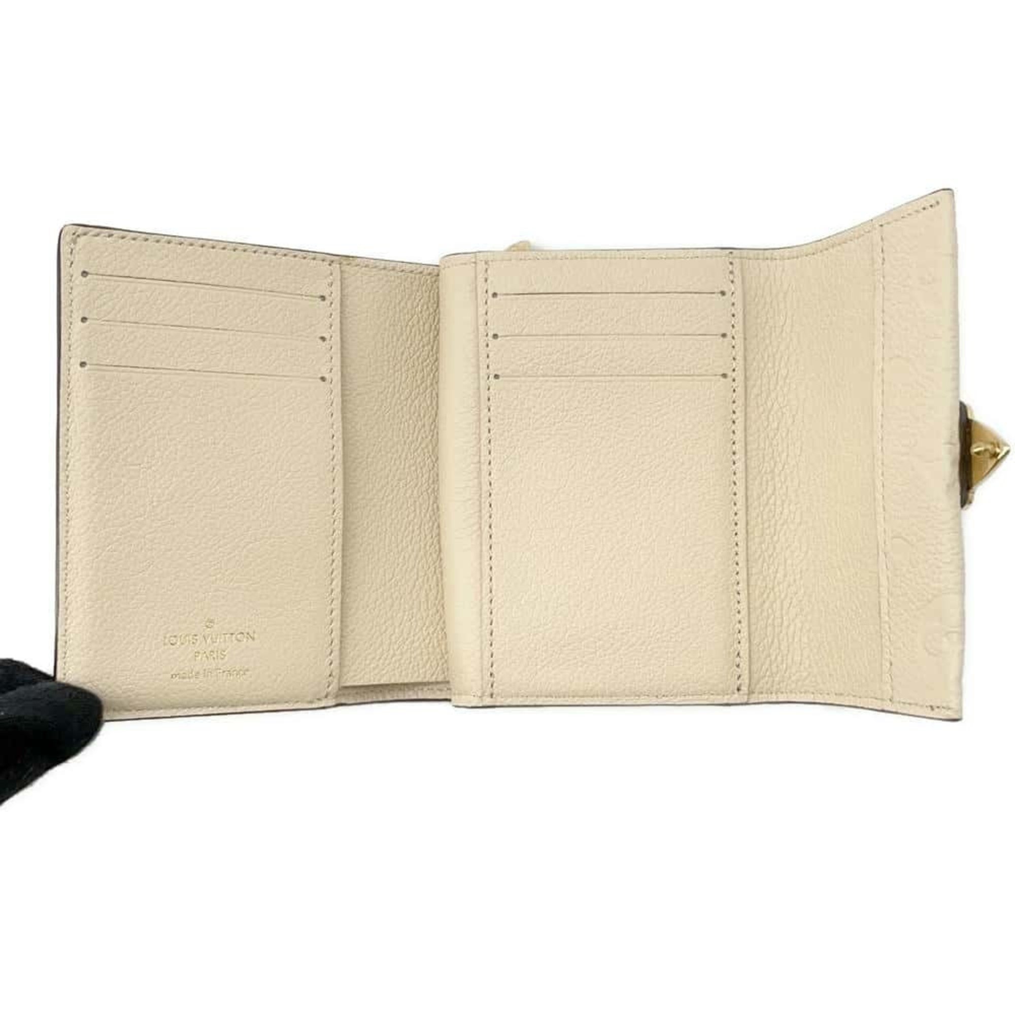 Louis Vuitton Tri-fold Wallet Monogram Empreinte Portefeuille Metis Compact M81071 Ivory