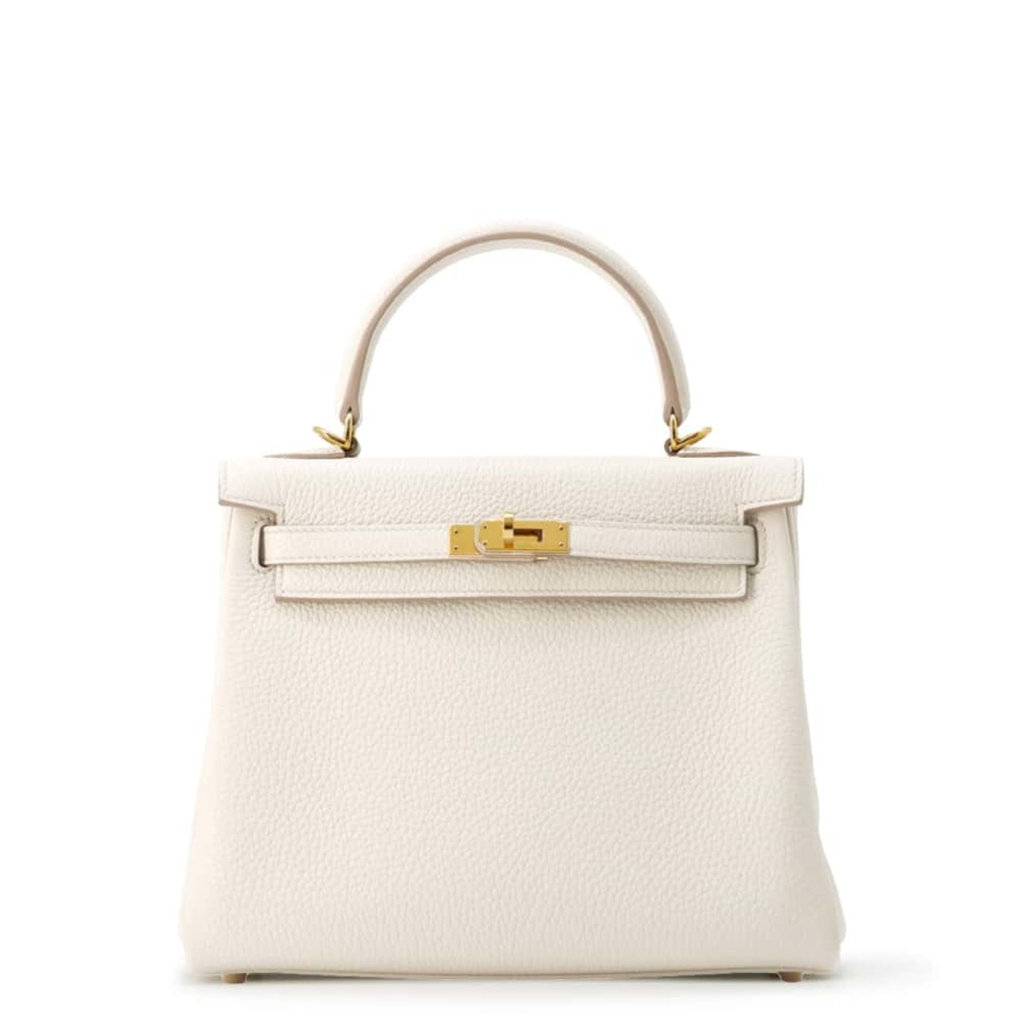 Hermes handbag Kelly 25, in-stitched, beton, Togo, U-stamped, 2-way shoulder