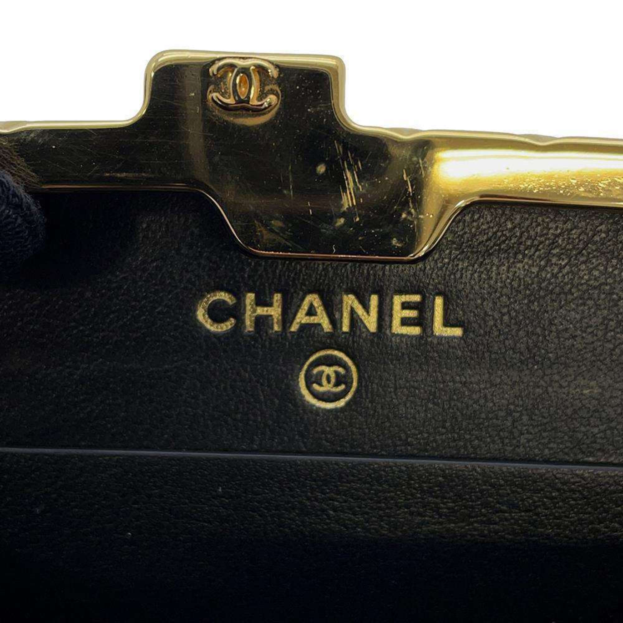 Chanel Chain Shoulder Bag Matelasse Coco Mark Enamel AP2242 CHANEL Pochette Black