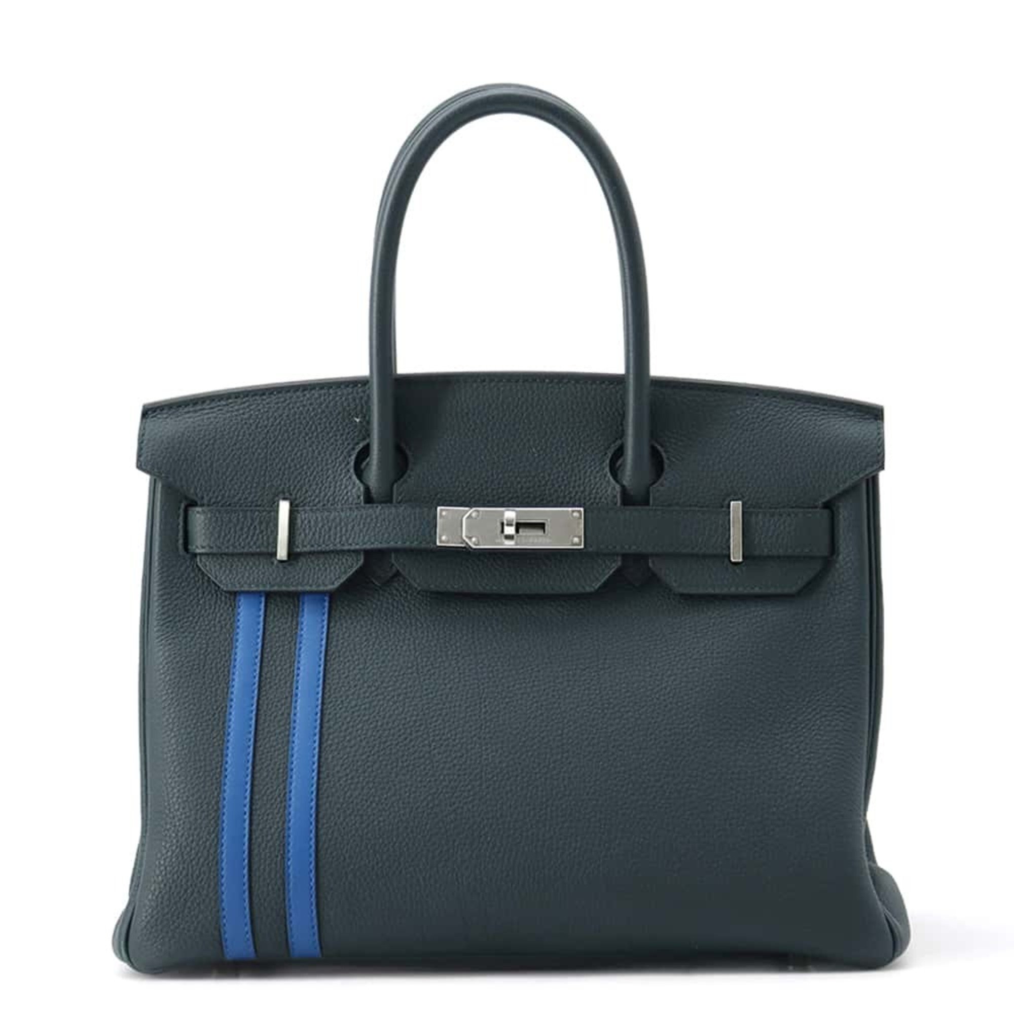 Hermes Birkin 30 Handbag Officer Vert Chypre Blue Zéliege Togo Swift C Stamp HERMES