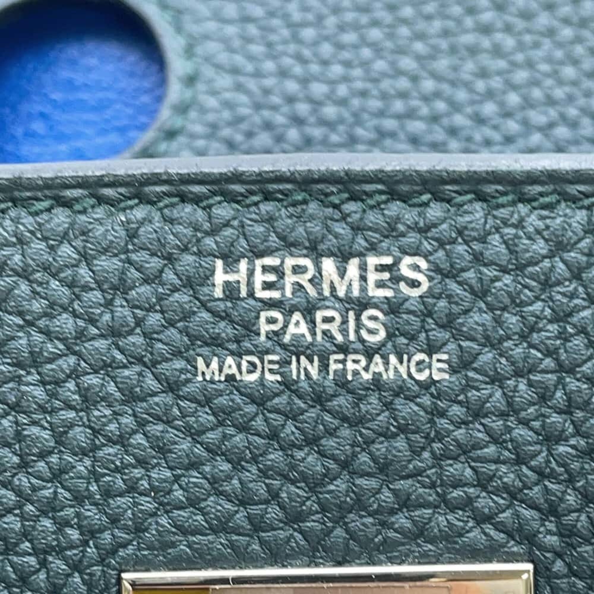 Hermes Birkin 30 Handbag Officer Vert Chypre Blue Zéliege Togo Swift C Stamp HERMES