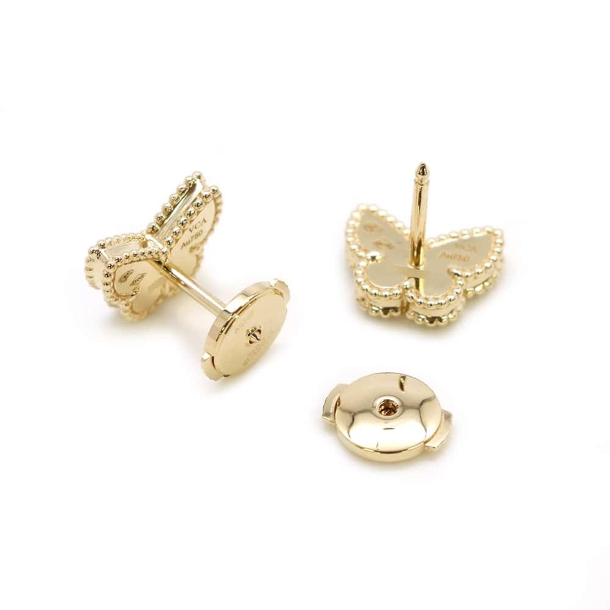 Van Cleef & Arpels Sweet Papillon Earrings, Mother of Pearl, 18K Yellow Gold, VCARN5JM00