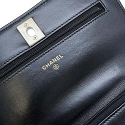 Chanel Chain Wallet Matelasse Coco Mark Costume Pearl Lambskin AP3952 CHANEL Black