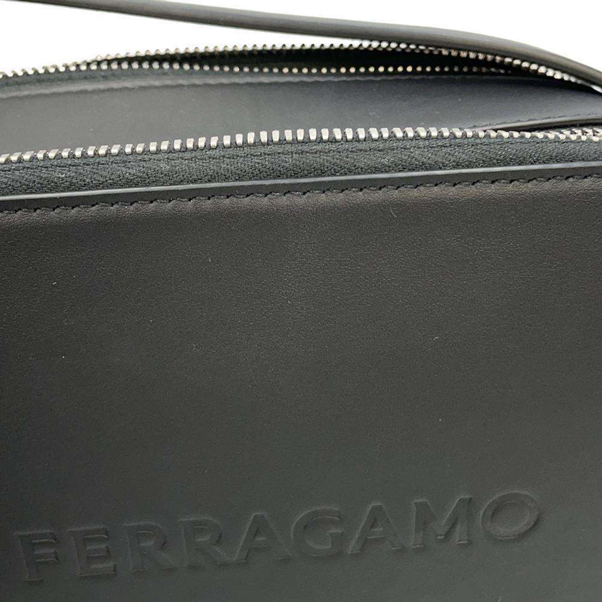 Salvatore Ferragamo Shoulder Bag Camera Case Calf Leather 241465 Black