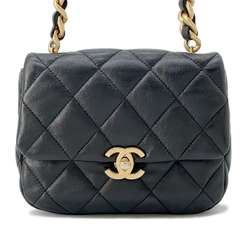 Chanel Chain Shoulder Bag Matelasse Coco Mark Flap Lambskin AS3205 CHANEL Black