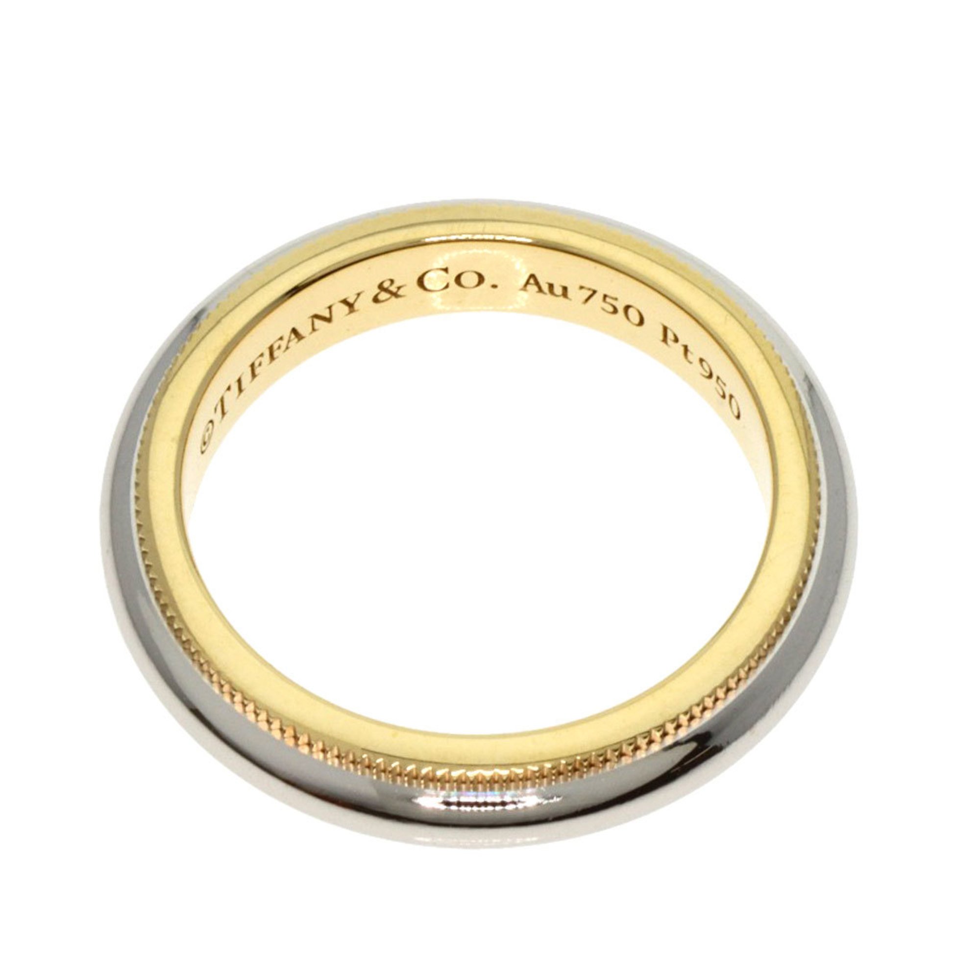 Tiffany & Co. Milgrain Ring, 18K Yellow Gold, PT950, Women's, TIFFANY