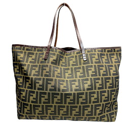 FENDI Zucca pattern tote bag shoulder canvas leather brown ladies