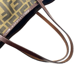 FENDI Zucca pattern tote bag shoulder canvas leather brown ladies