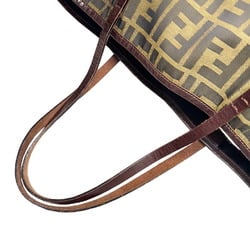 FENDI Zucca pattern tote bag shoulder canvas leather brown ladies