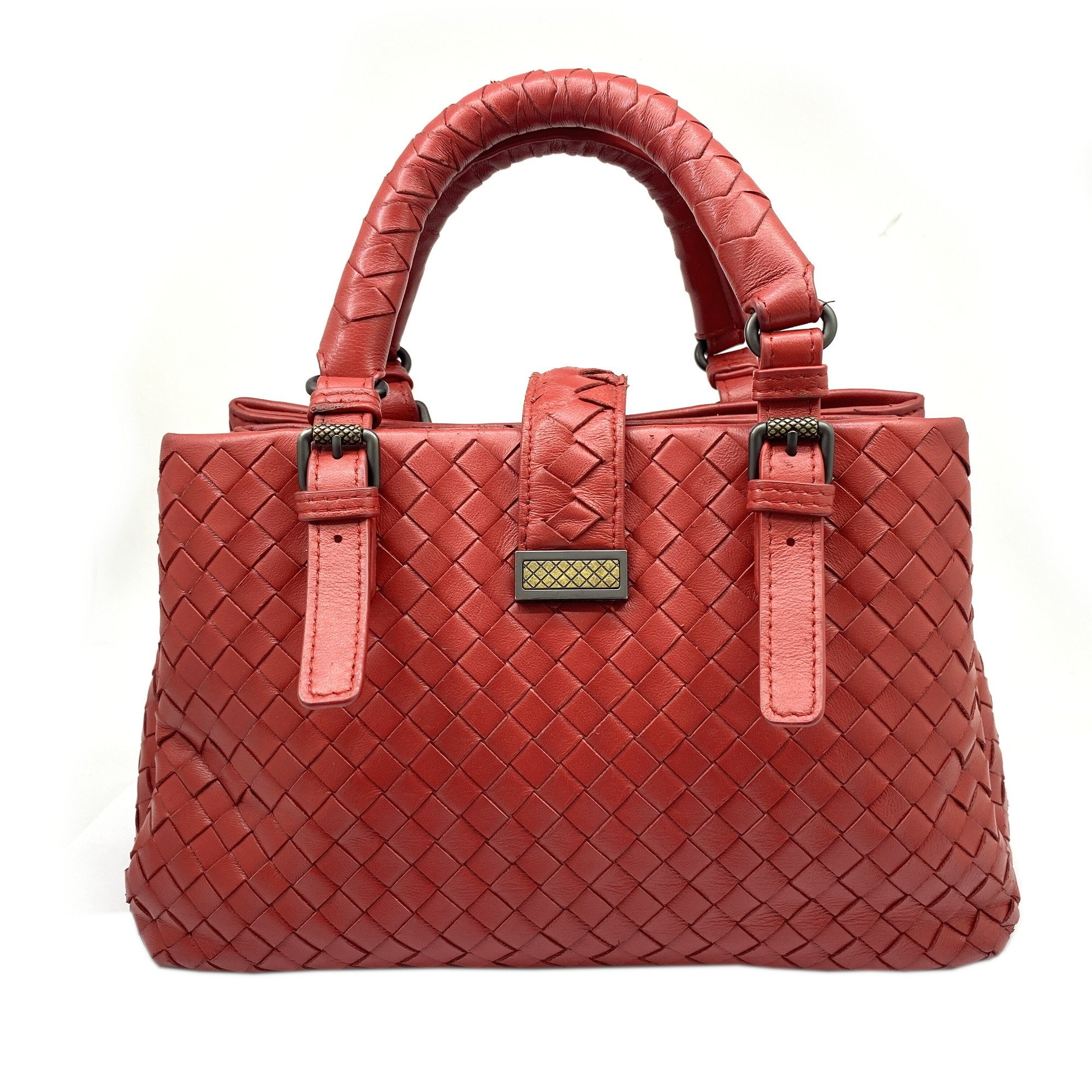 BOTTEGA VENETA Bottega Veneta Intrecciato Baby Roma Leather Red Handbag Bag Women's