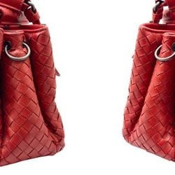 BOTTEGA VENETA Bottega Veneta Intrecciato Baby Roma Leather Red Handbag Bag Women's