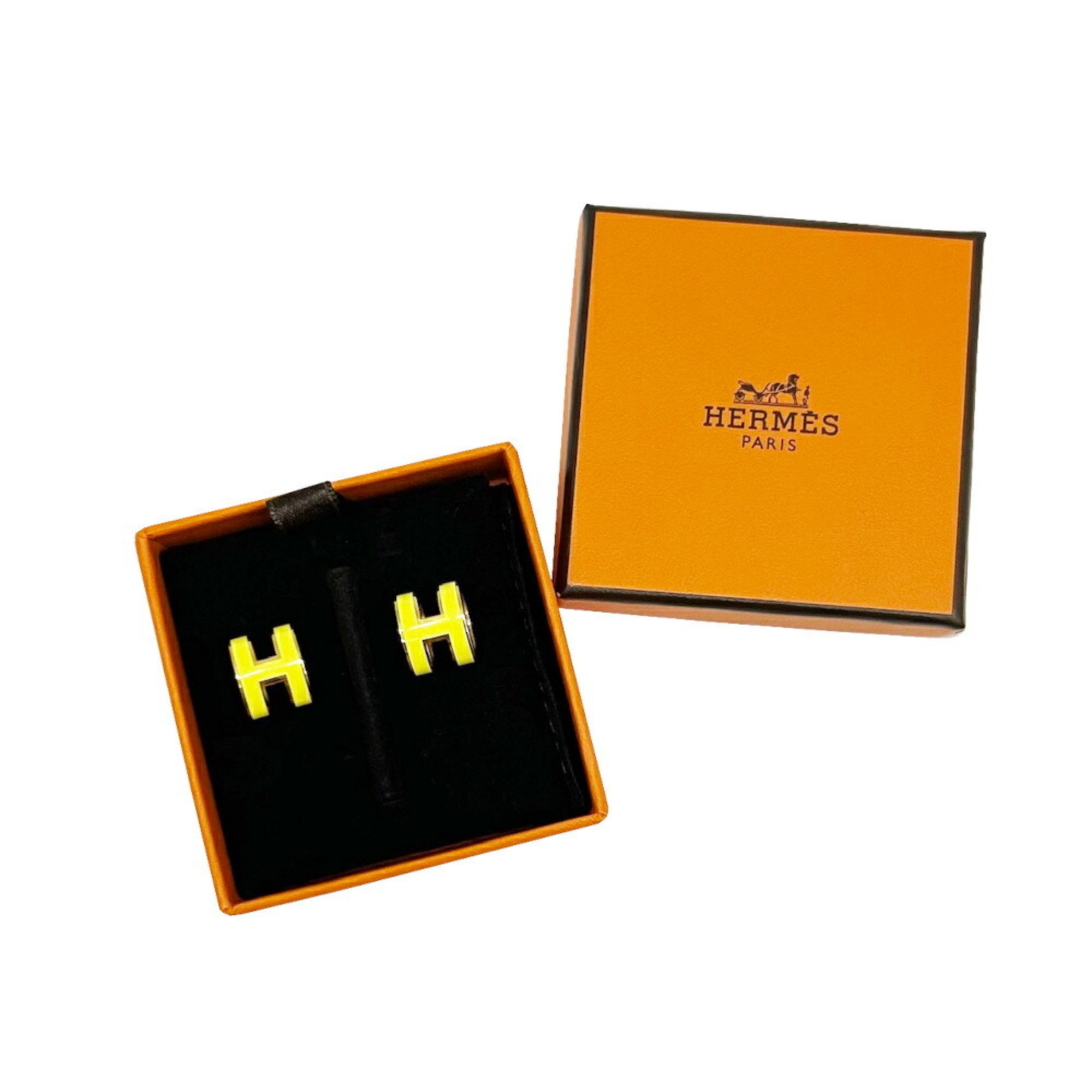 HERMES Hermes earrings Pop H Yellow Pink gold plated accessories for women