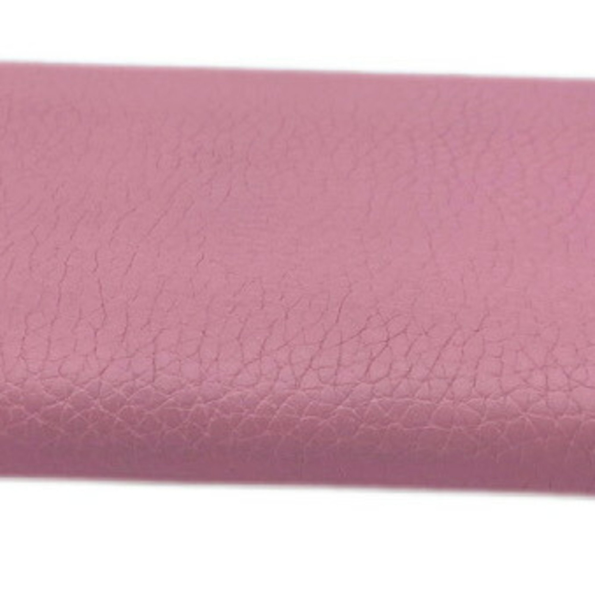 Christian Dior Round Long Wallet Charm Coin Purse Leather Pink Greige Women's Men's