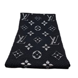 LOUIS VUITTON Louis Vuitton Echarpe Mania Shine Wool Black Silver M75833 Scarf Stole Men Women