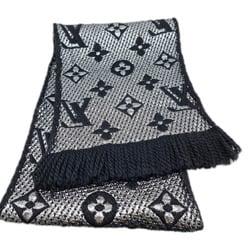 LOUIS VUITTON Louis Vuitton Echarpe Mania Shine Wool Black Silver M75833 Scarf Stole Men Women