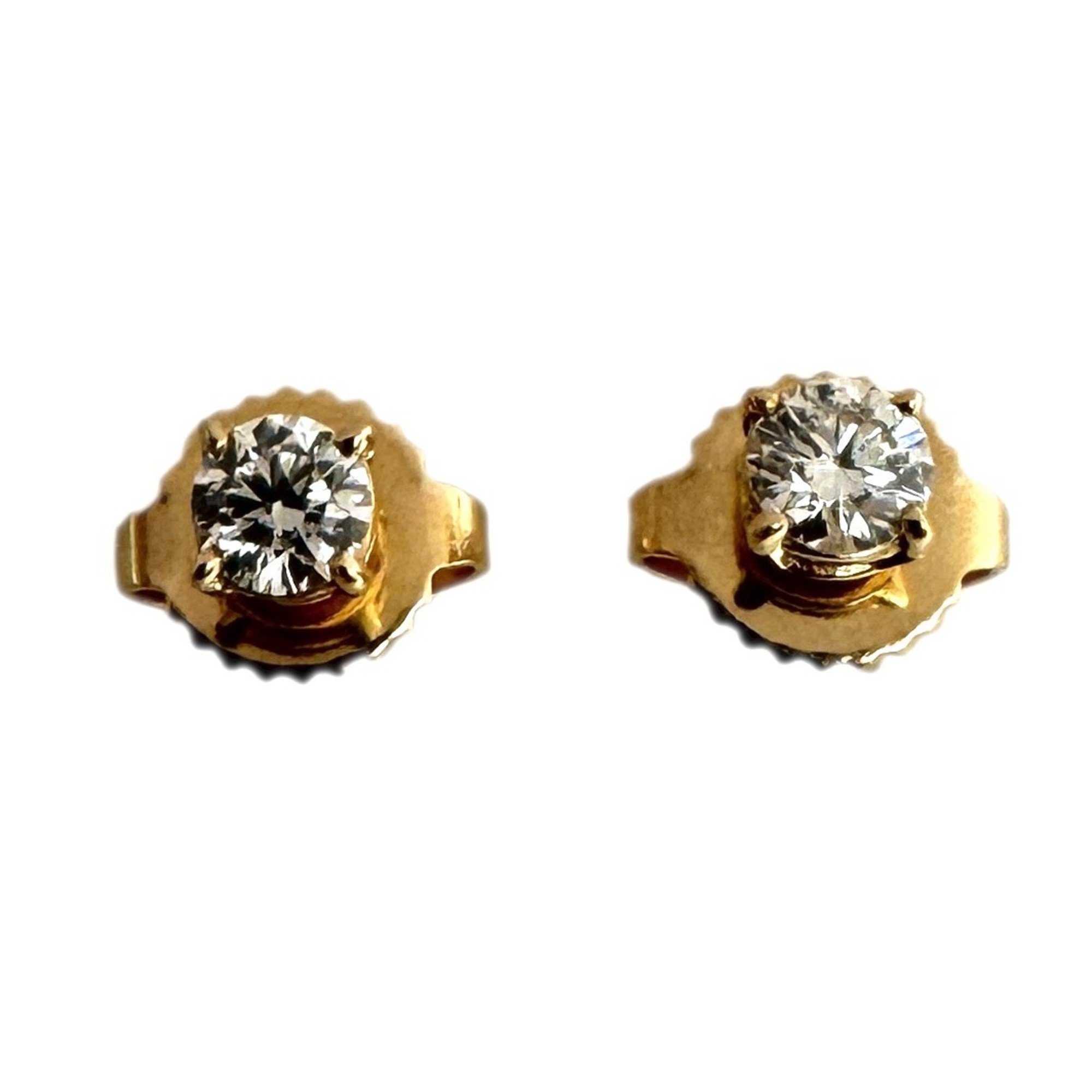 Tiffany & Co. Solitaire Earrings 0.11ct x 2 Pink Gold Diamond Studs K18PG 750 Women's Men's