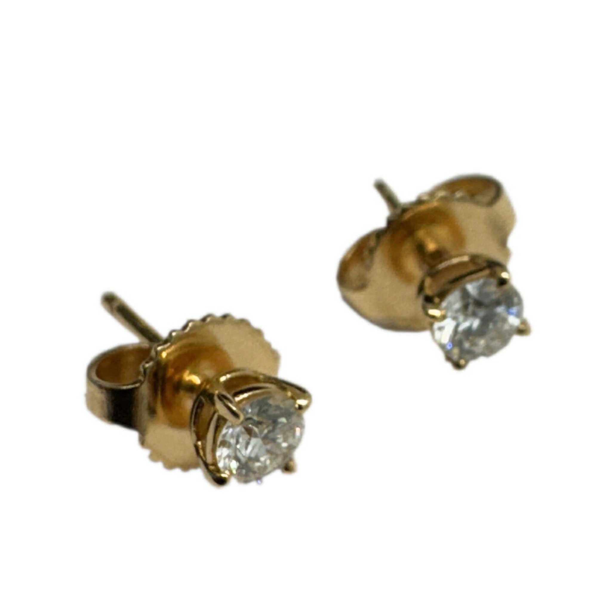 Tiffany & Co. Solitaire Earrings 0.11ct x 2 Pink Gold Diamond Studs K18PG 750 Women's Men's