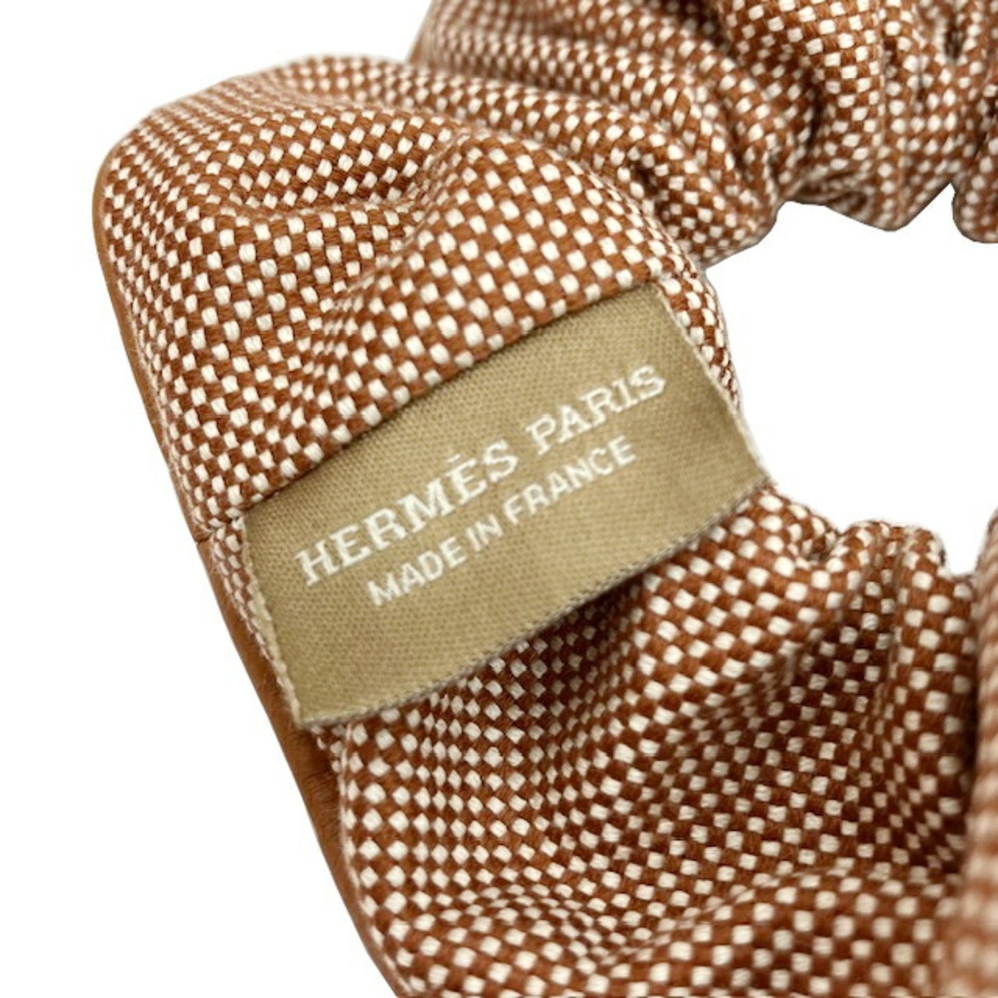 HERMES Hermes Scrunchie Claudia Plan Air Gold / Brown Hair