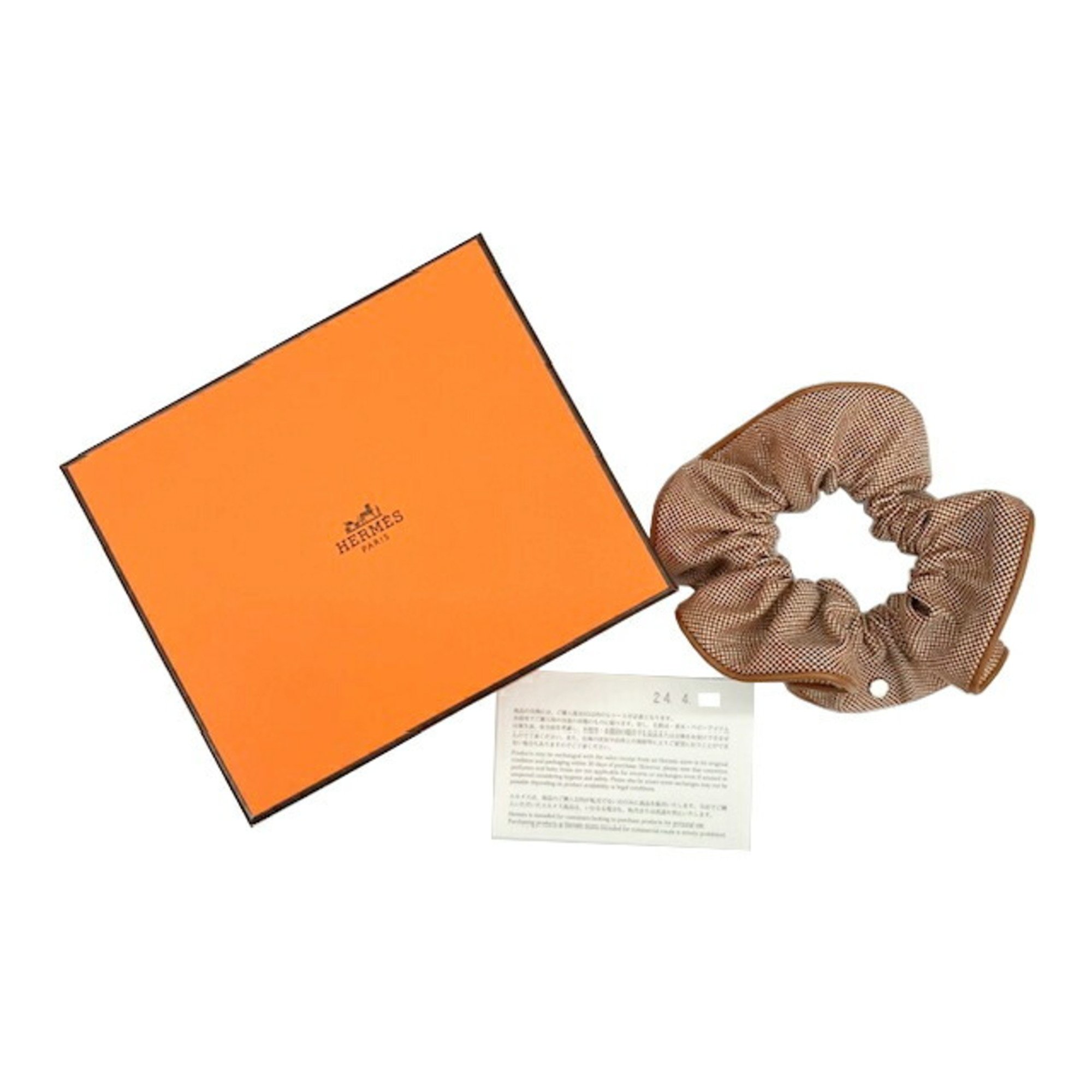 HERMES Hermes Scrunchie Claudia Plan Air Gold / Brown Hair