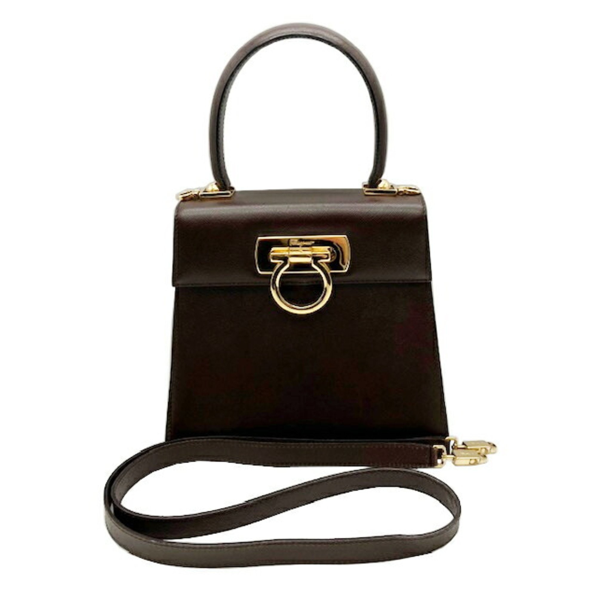 Salvatore Ferragamo Gancini Shoulder Bag AQ-21 2193 Brown Women's Bags