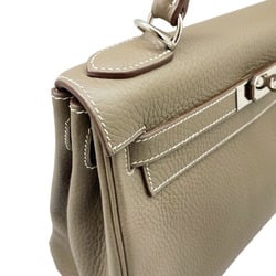 HERMES Kelly 28 Taurillon Etoupe Handbag Tote Shoulder Clemence Leather Inner Stitching R□ Stamp 2014 Women's