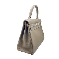 HERMES Kelly 28 Taurillon Etoupe Handbag Tote Shoulder Clemence Leather Inner Stitching R□ Stamp 2014 Women's