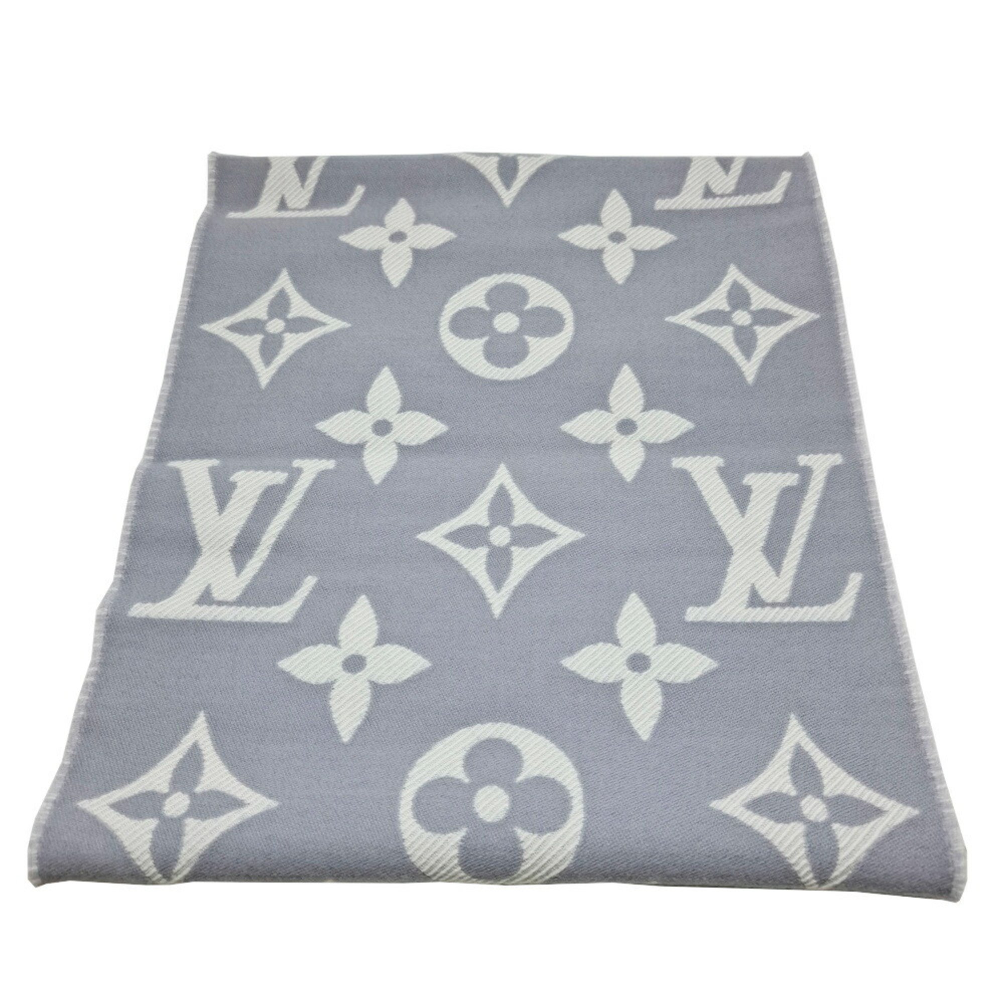 LOUIS VUITTON Louis Vuitton LV Essential Monogram Scarf Stole Grey 100% Wool 22AW Women's Men's