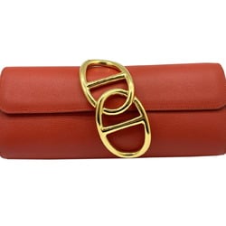 HERMES Hermes Ege Evercolor Red Rouge Tomato Clutch Bag X Stamp 2016 Chaine d'Ancre Women's