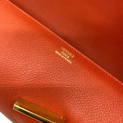 HERMES Hermes Ege Evercolor Red Rouge Tomato Clutch Bag X Stamp 2016 Chaine d'Ancre Women's