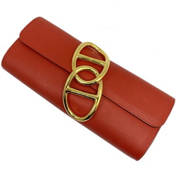 HERMES Hermes Ege Evercolor Red Rouge Tomato Clutch Bag X Stamp 2016 Chaine d'Ancre Women's