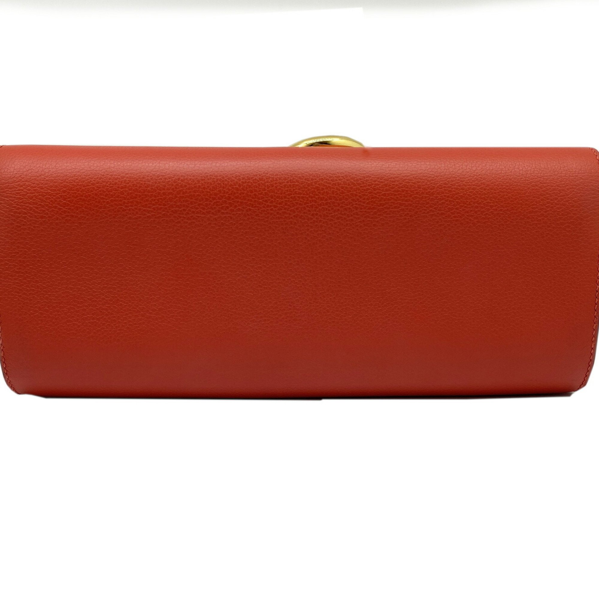 HERMES Hermes Ege Evercolor Red Rouge Tomato Clutch Bag X Stamp 2016 Chaine d'Ancre Women's