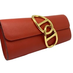 HERMES Hermes Ege Evercolor Red Rouge Tomato Clutch Bag X Stamp 2016 Chaine d'Ancre Women's