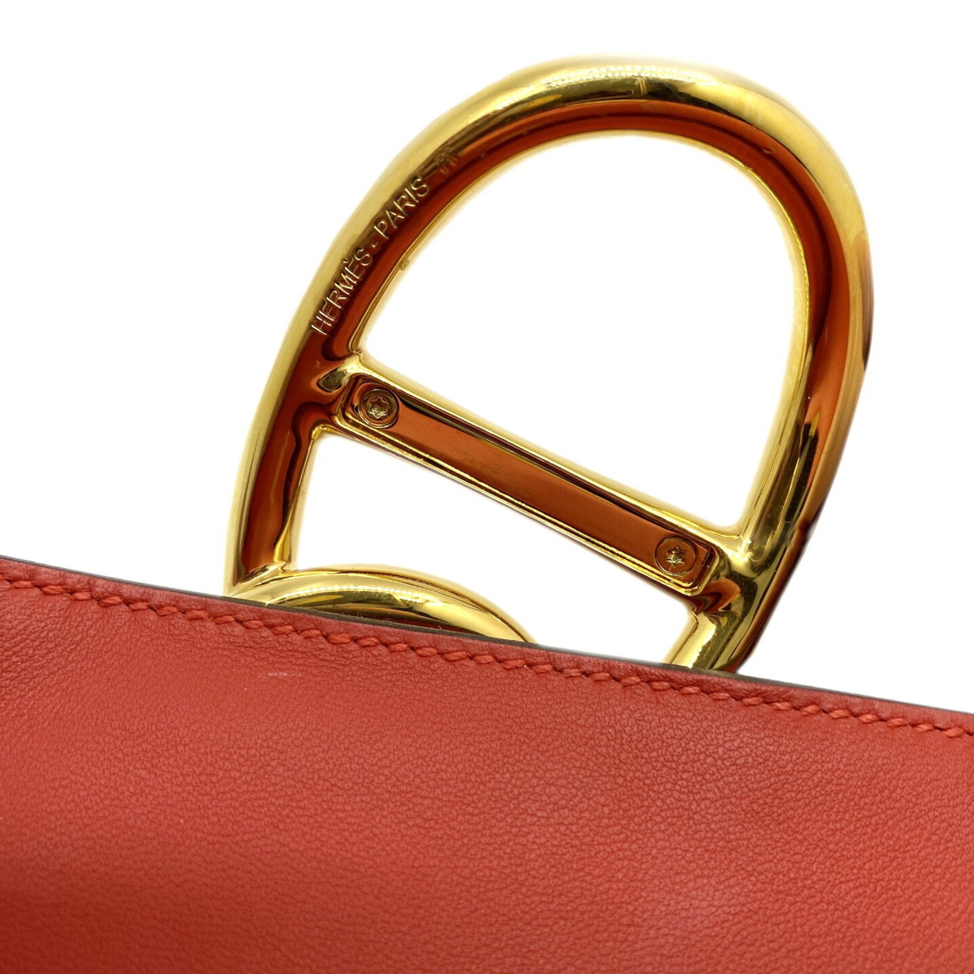 HERMES Hermes Ege Evercolor Red Rouge Tomato Clutch Bag X Stamp 2016 Chaine d'Ancre Women's