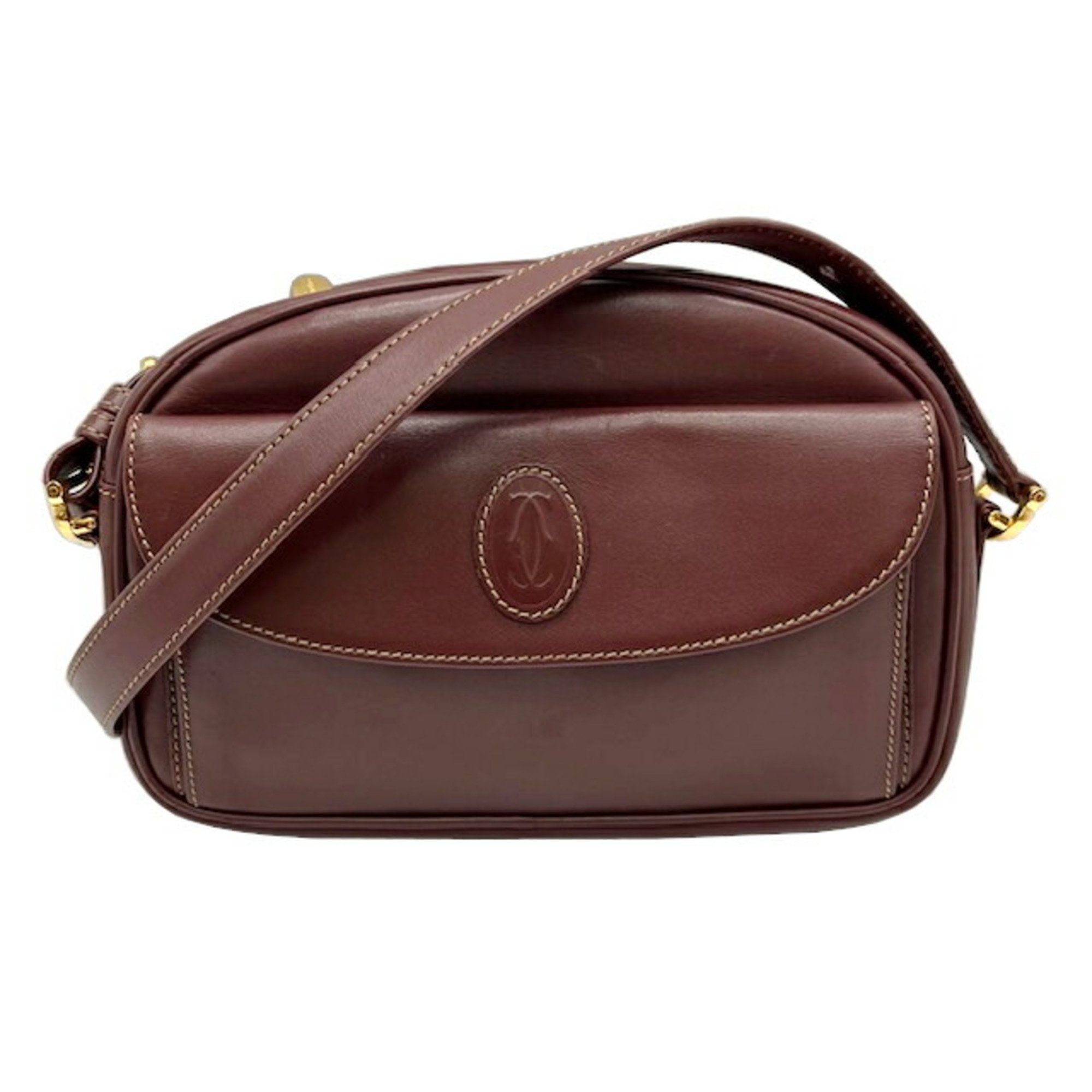 Cartier Must Line Shoulder Bag Leather Bordeaux